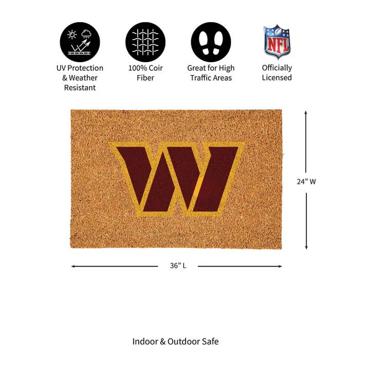 Evergreen Enterprises - Wholesale Door Mat - Washington Commanders Large Full Color Coir Mat, 36"x24"3