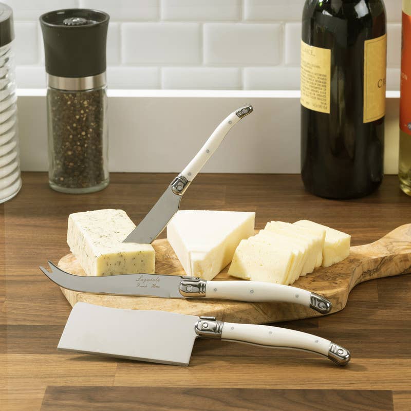 French Home - Wholesale Cheese Spreader - French Home Laguiole Set of 3 Cheese Knives - Faux Ivory2