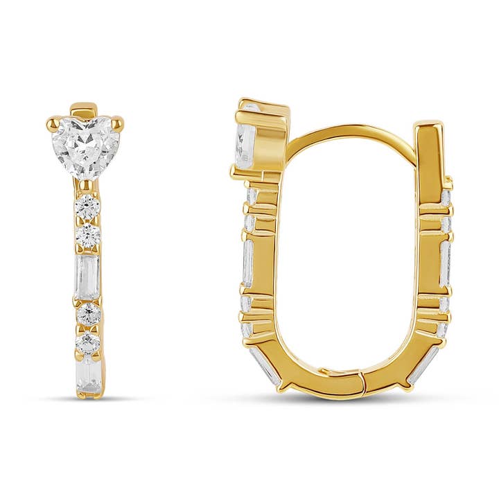 JTG Jewelry - Wholesale Huggie Earrings - Stone Heart Rectangle Huggies0