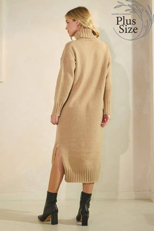 GeeGee x Lovelo - Wholesale Dress - Women's - Plus Midi Sweater Dress OD51977PL3