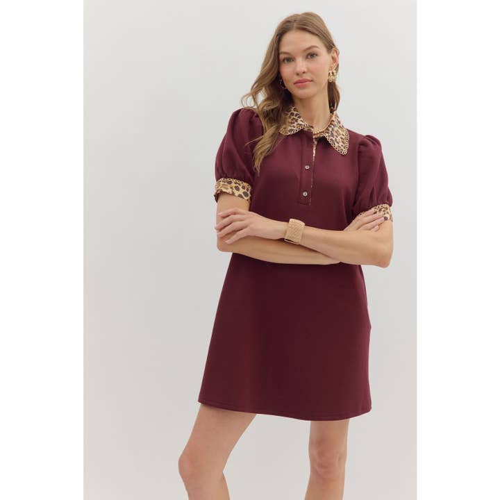 Solid kort puffærme pullover minikjole for engroshandel hos STYLE USA