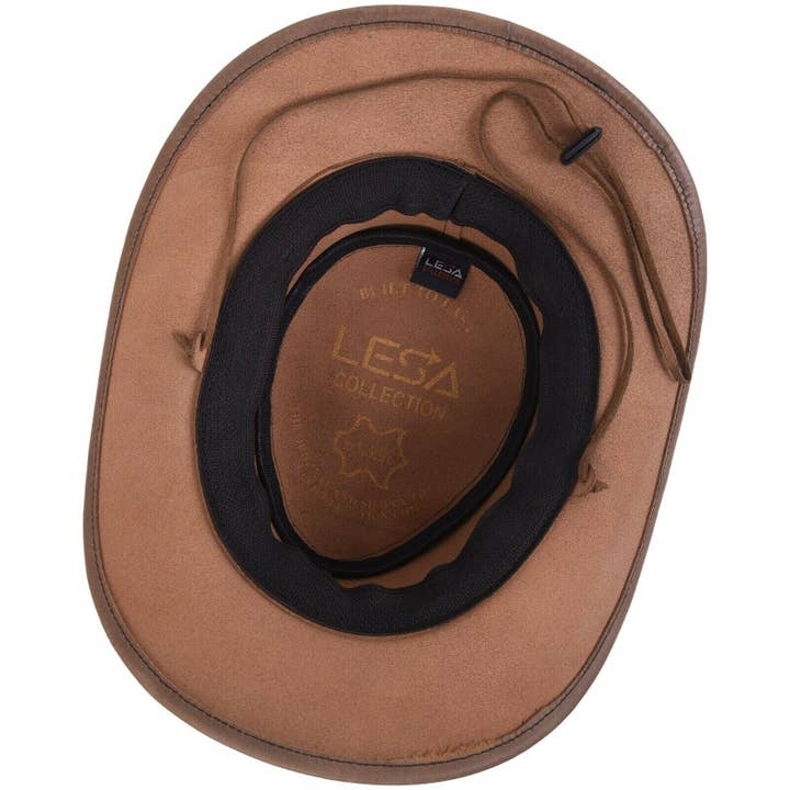 Lesa collection - Wholesale Cowboy Hat - Unisex - Genuine Leather Wide Brim Cowboy Aussie Style