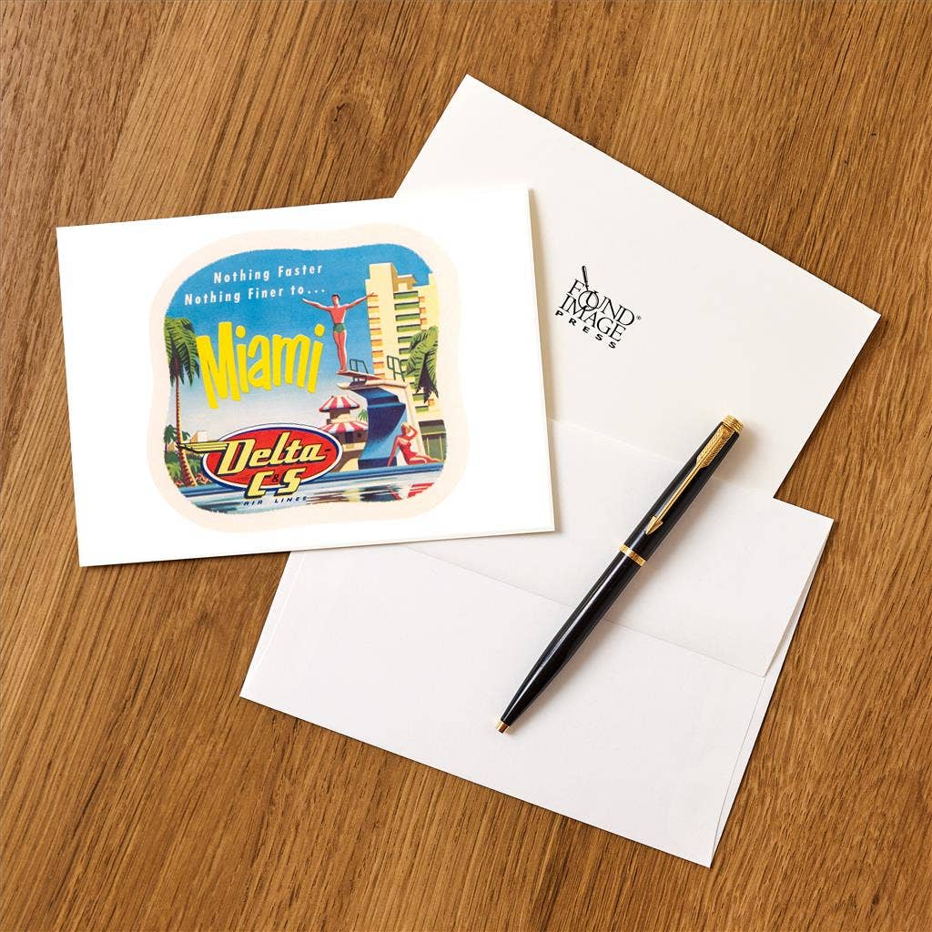 Found Image Press - Vente Assortiments de papeterie/cartes - Carte de vœux FL-510 Plongeur, Publicité pour Delta Airlines1