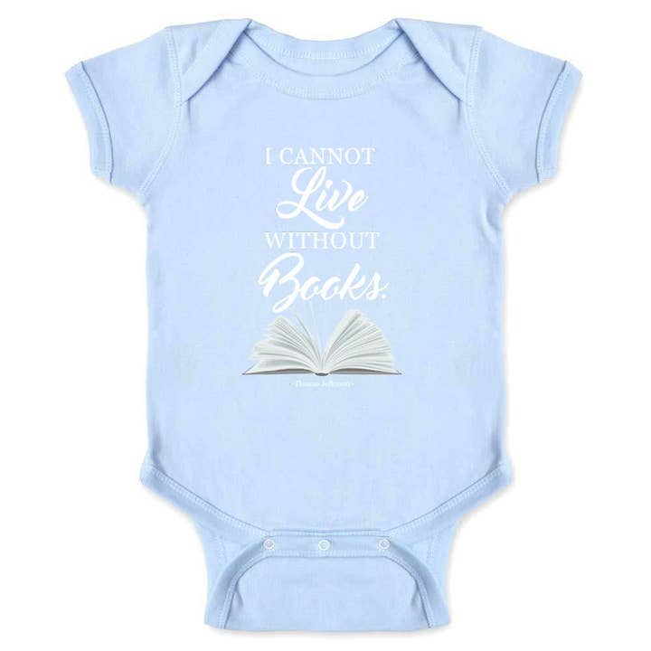 Ik Kan Niet Leven Zonder Boeken Thomas Jefferson Baby Rompertje voor wholesale door Pop Threads