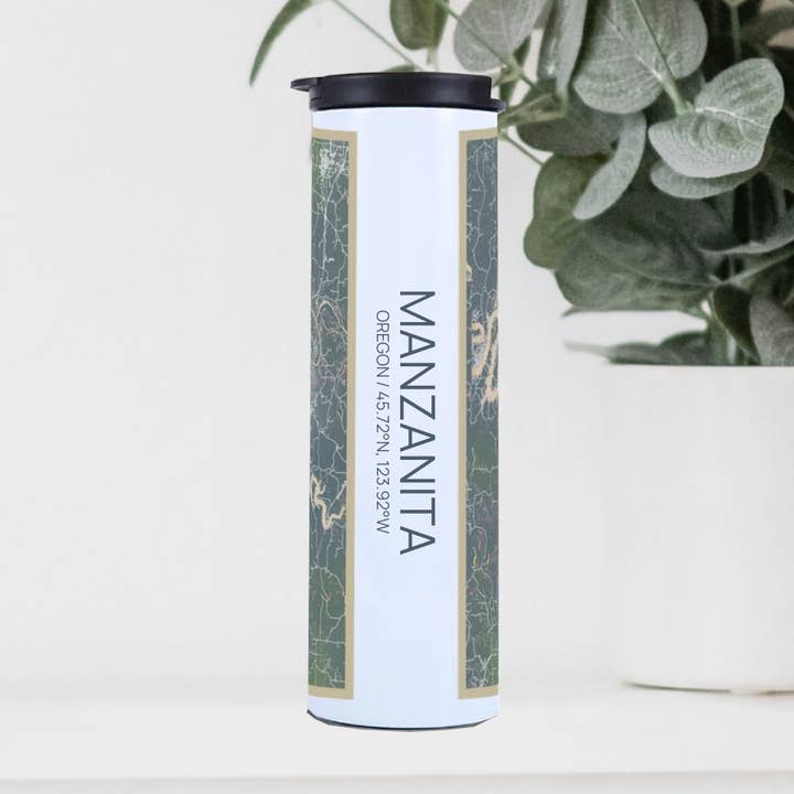 Manzanita OR Map Tumbler in Afternoon for wholesale by JACE.design
