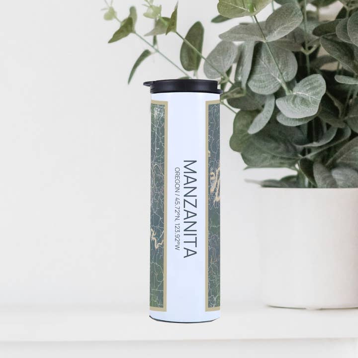 Manzanita OR Map Tumbler in Afternoon for wholesale by JACE.design