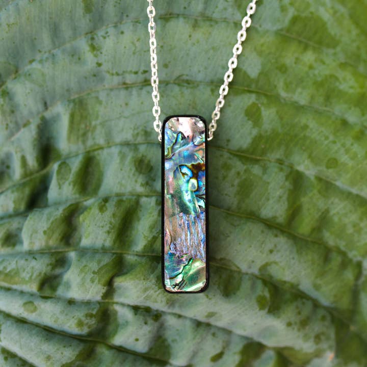 Abalone & Silver Bar Necklace for wholesale by Reclaimed & Co. Jewelry