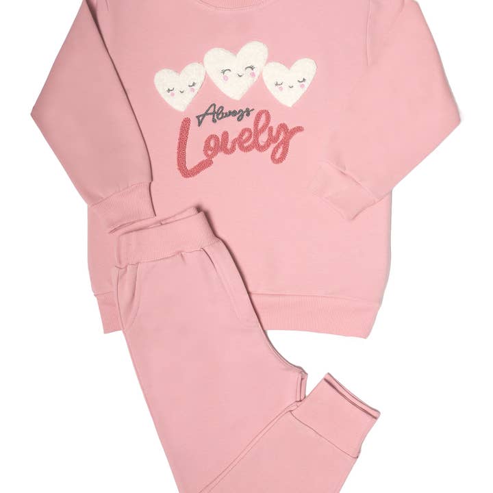 Dreamline - Wholesale Top & Pant Set - Kids - Girls Crewneck & Joggers Set "Lovely"1