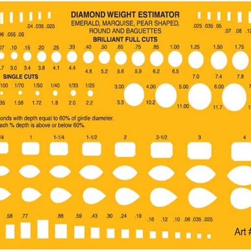 Liquidraw - Wholesale DIY craft kit - Liquidraw Jewellery Design Templates Stencil, Jewellery Making Template Stencils - Diamond Weight Estimator - Stone Shapes & Sizes