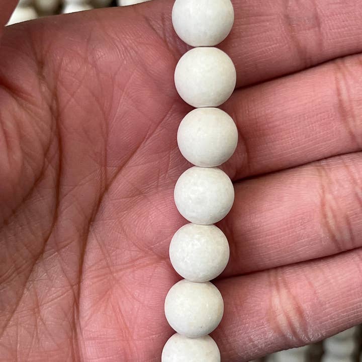 The Bead Bazaar - Wholesale Beads - Matte Riverstone Beads For Jewelry Making, Beige Beads For J5