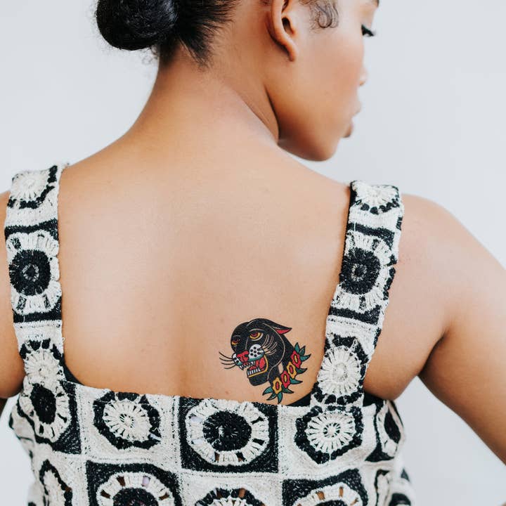 Tattly - Wholesale Temporary Tattoo - Grinning Panther Tattoo Pair