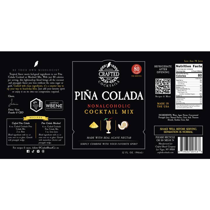 Crafted Cocktails - Wholesale Cocktail Mix/Syrup - Piña Colada Nonalcoholic Cocktail Mixer9