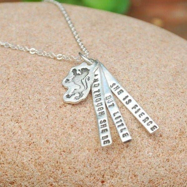 Chocolate and Steel - Wholesale Pendant/Charm Necklace - And though she be but little she is fierce - Shakespeare quote necklace8