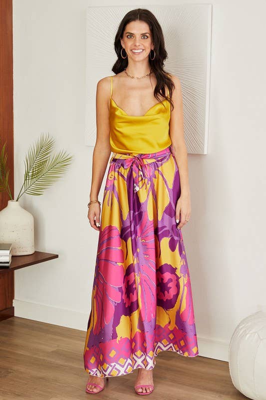 VENTI6 - Vendita all'ingrosso Gonna - Donna - GONNA MAXI IN RASO CON STAMPA CHINA ROSE (0816-CHINAROSE)3