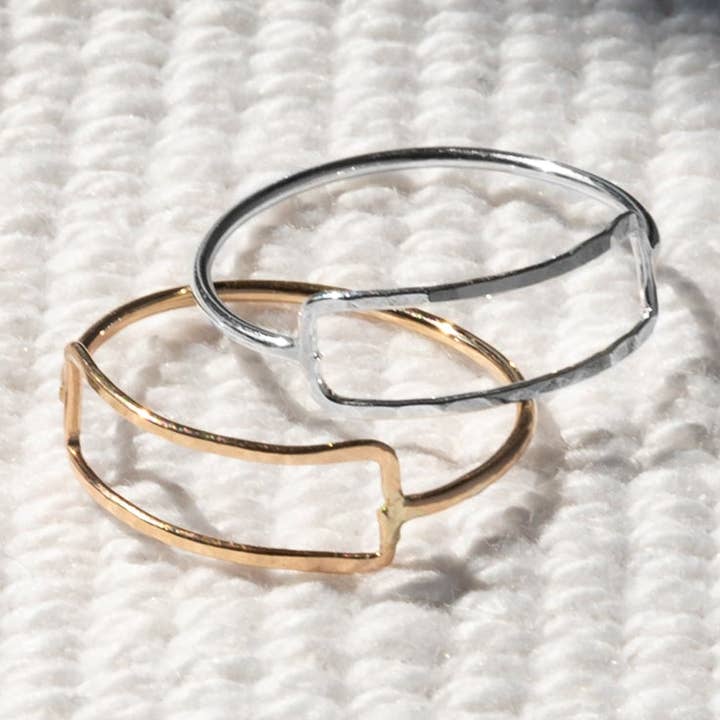 Laura J Designs - Wholesale Band/Stacked Ring - Delicate Rectangle Ring2