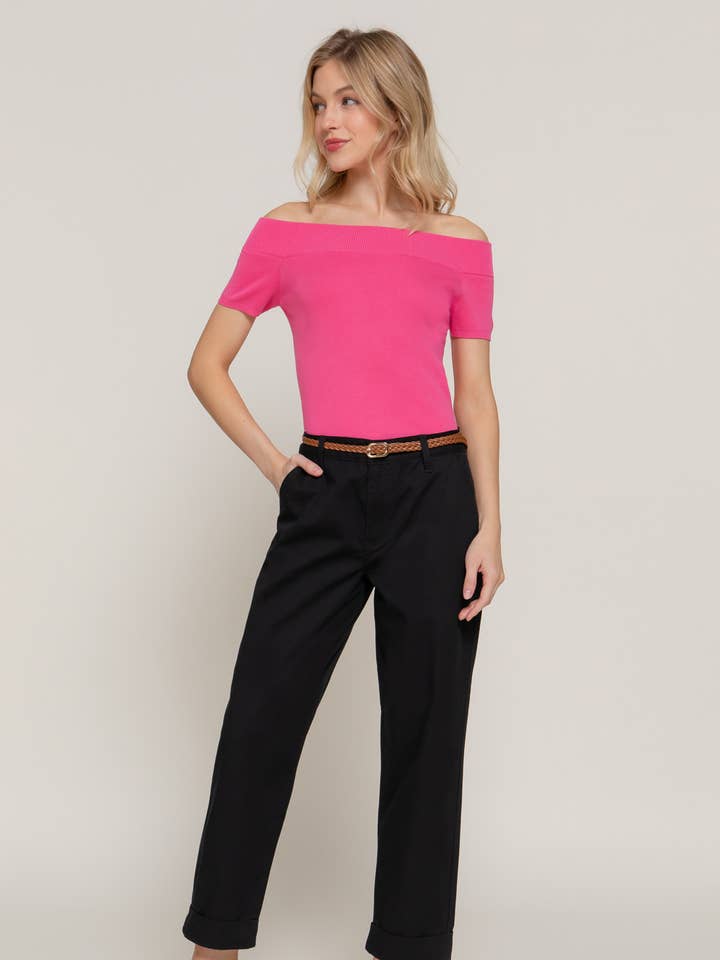 Active Basic | Active USA - Wholesale Pants - Women's - Chino Pants with Braided Belt0