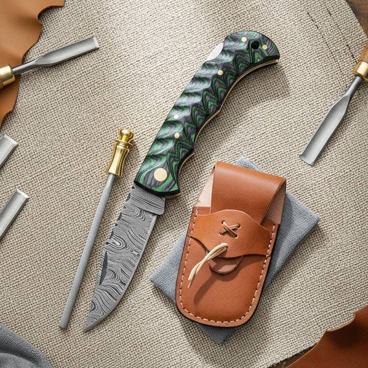 6.5' Handmade damascus folding knife, Pocket Knife for wholesale by FH KNIVES