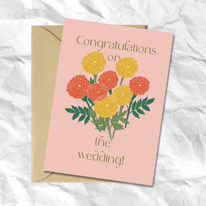 Marigolds Wedding Card for wholesale by Nerdcissist