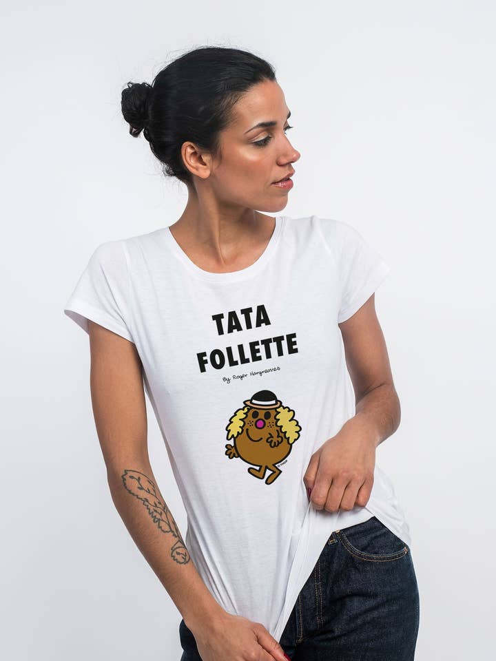 WHITE WOMEN'S T-SHIRT TATA FOLETTE 2 for wholesale by Le Roi du T-shirt