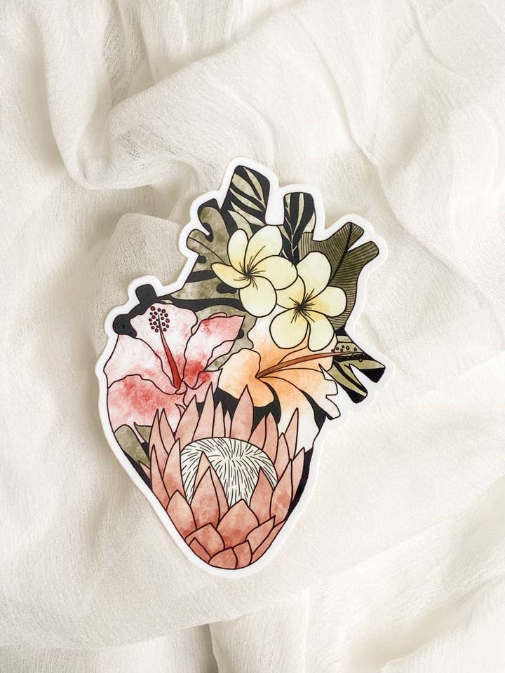 flora heart sticker for wholesale by Fiercen Designs