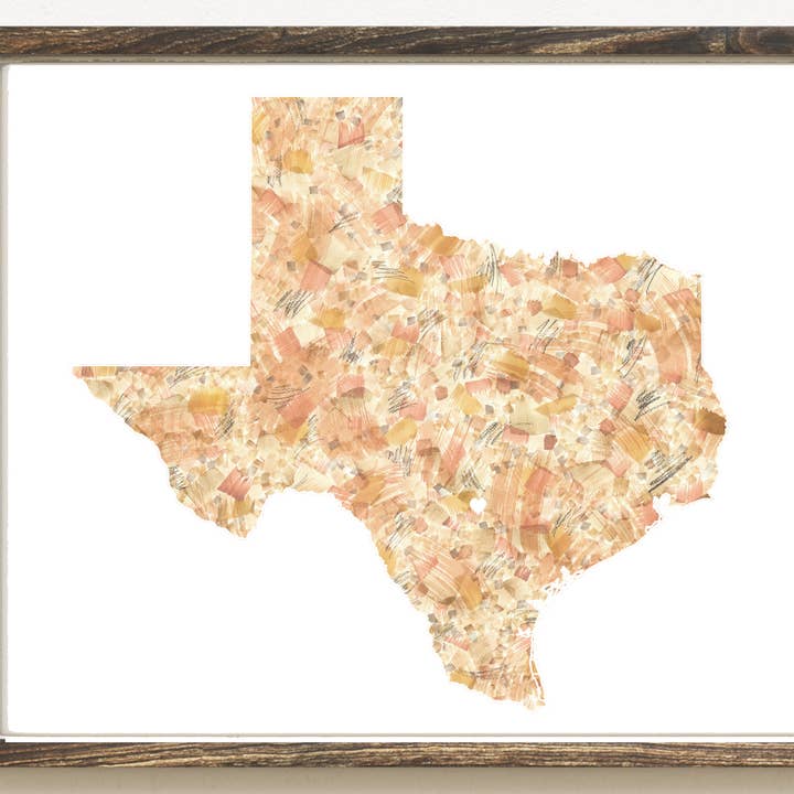 Kort over Texas Painted State - KUNSTTRYK for engroshandel hos Turn-of-the-Centuries