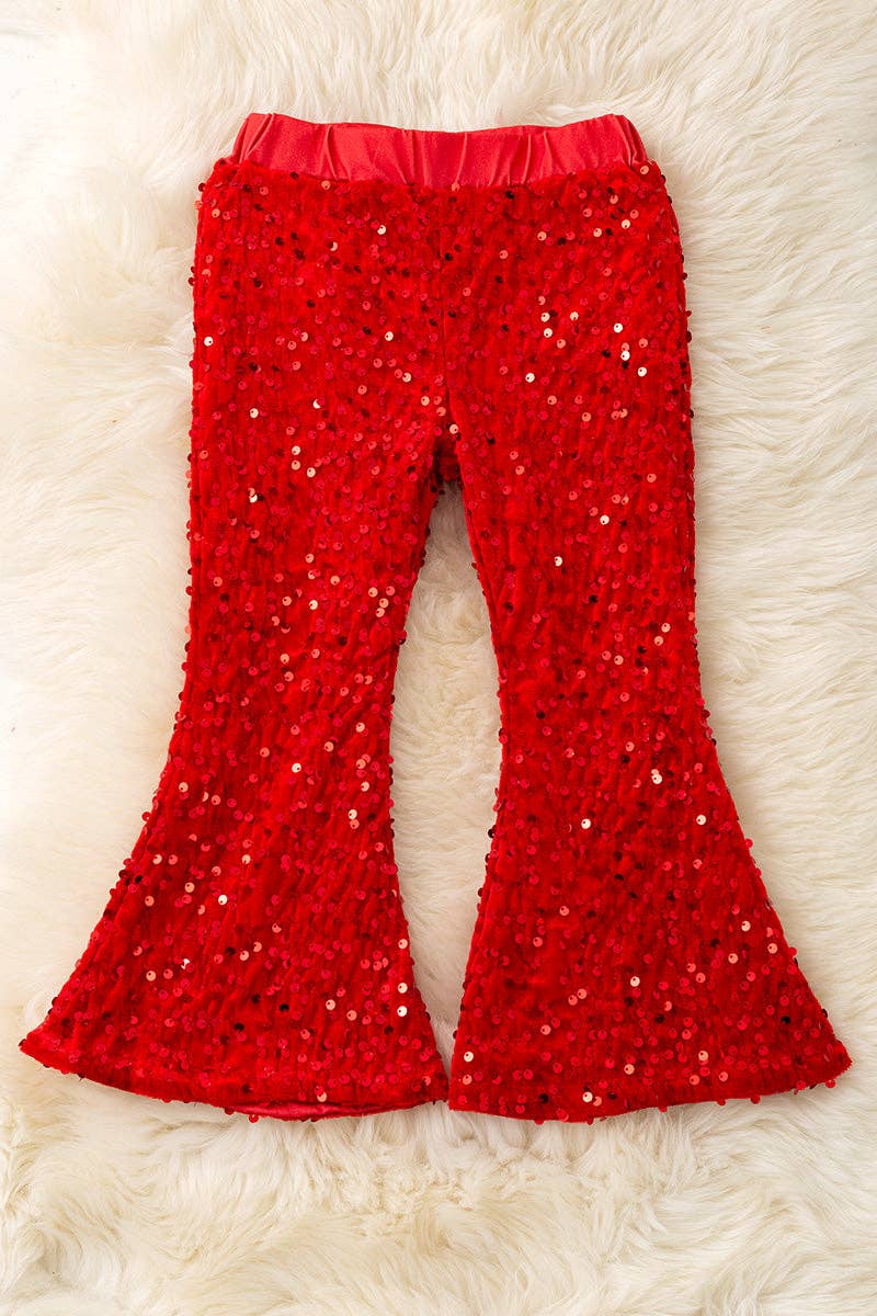 Kids Charm Online - Vente Pantalon – enfant - Cloches à sequins rouges avec ceinture élastique. PNG50113007 AMY0