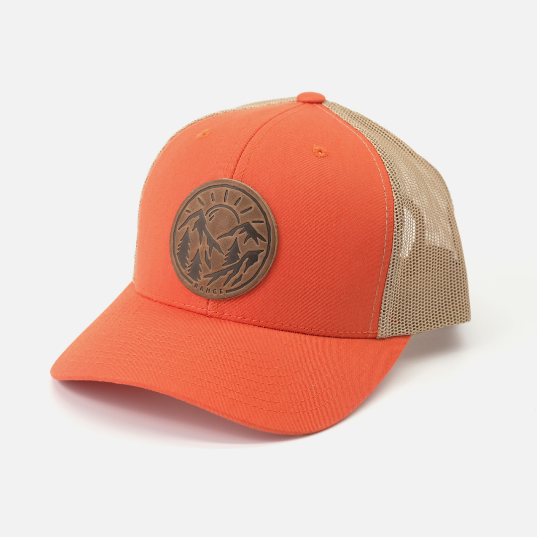 Range Leather Co. - Vente Casquette de camionneur – unisexe - Chapeau vintage Sunrise | Casquette de camionneur à patch en cuir12