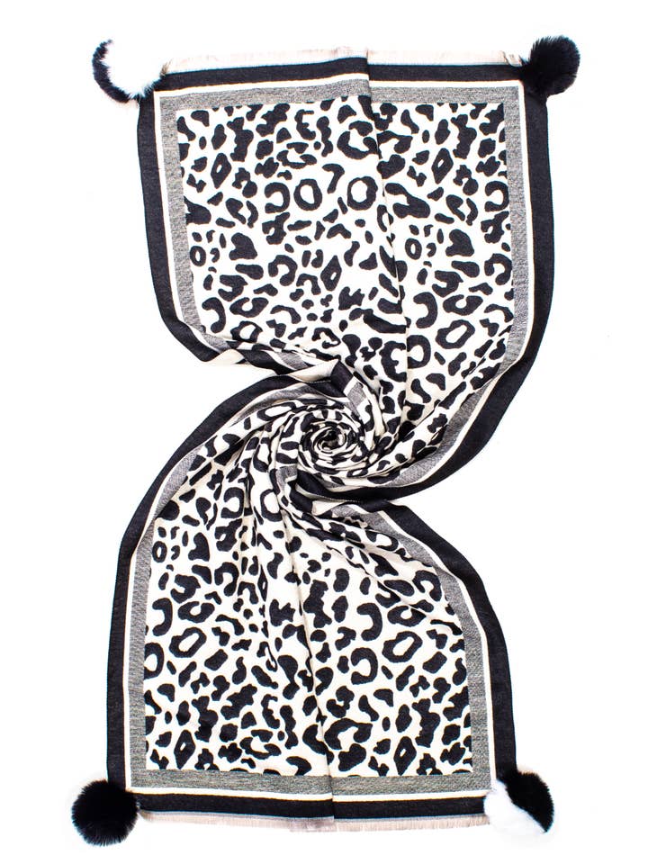 JAQUARD MACU STOLE WITH POM POM, 100% PL, 185X65 MADE IN PRC for wholesale by Ayfee