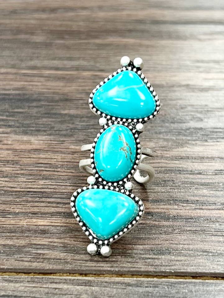 750434, Anel Navajo de Turquesa de 2", Banda Ajustável de Latão por atacado de ISAC Trading Inc