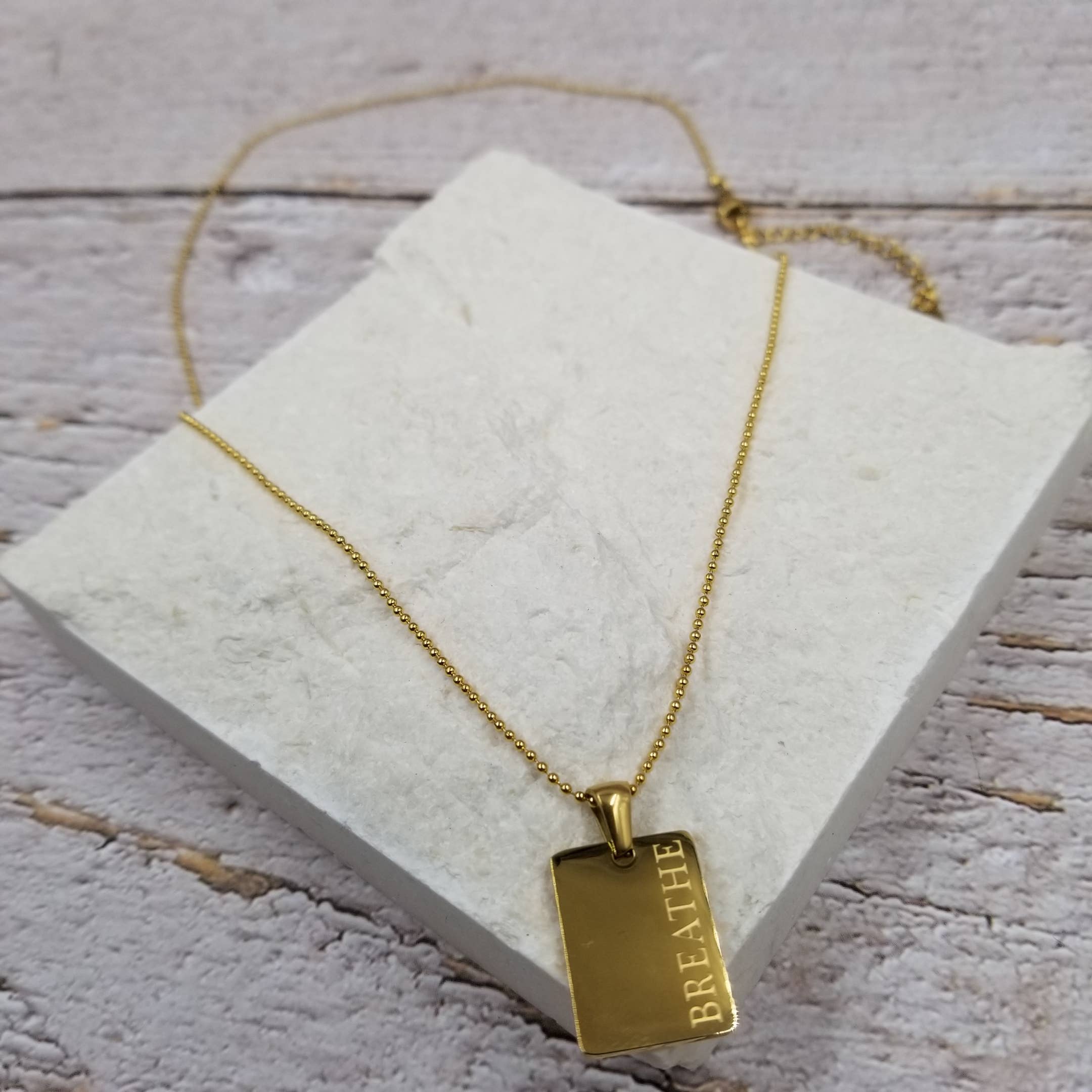 Treasure Wholesale - Wholesale Pendant/Charm Necklace - Gold Engraved Pendant Necklace -18K MORE SELF LOVE2