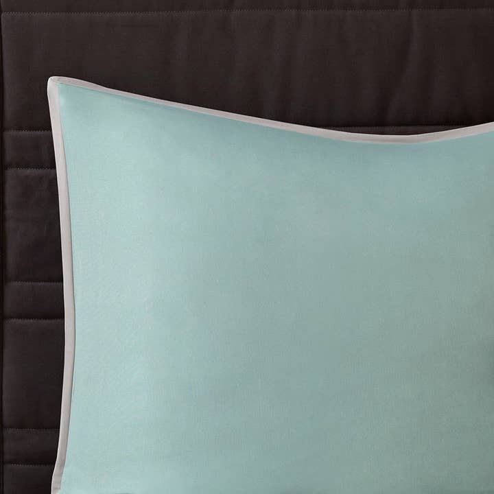 Olliix - Wholesale Bedding Set - Seafoam Blue/Grey Colorblock Comforter Set