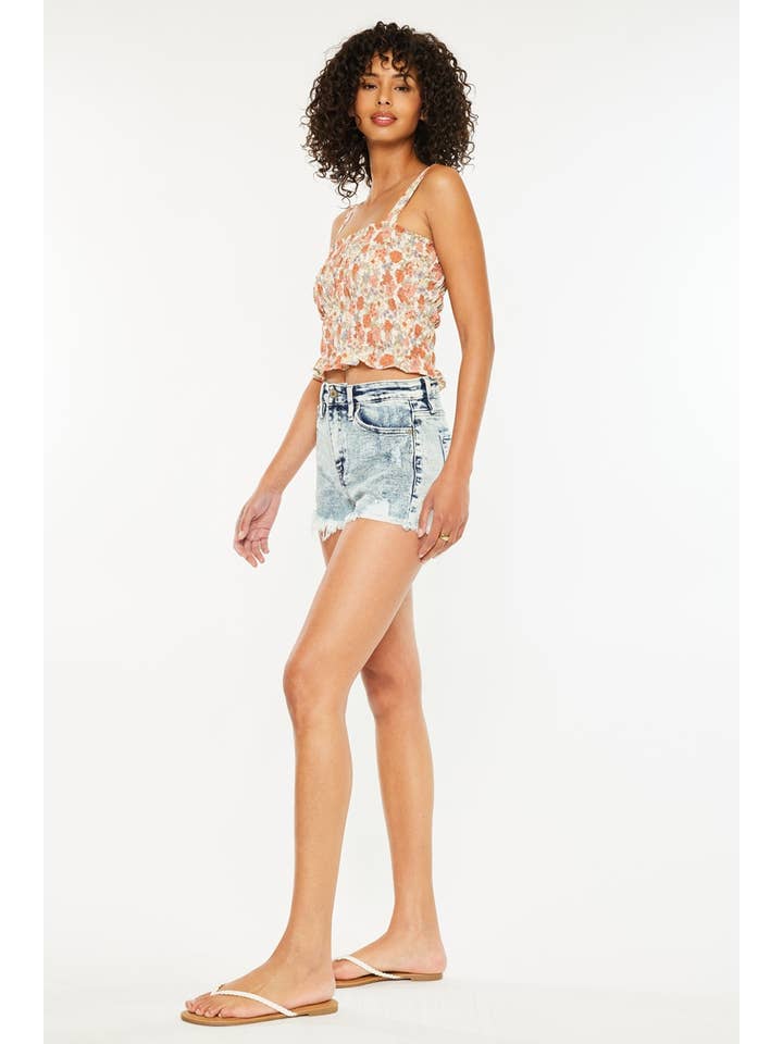 LIGHT OPEN PACK HIGH RISE FRAY HEM DENIM SHORTS-KC6321L-N for wholesale on Faire