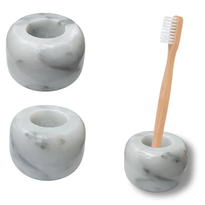 Real Marble Toothbrush Stand, 2-Pack for wholesale by CraftsOfEgypt