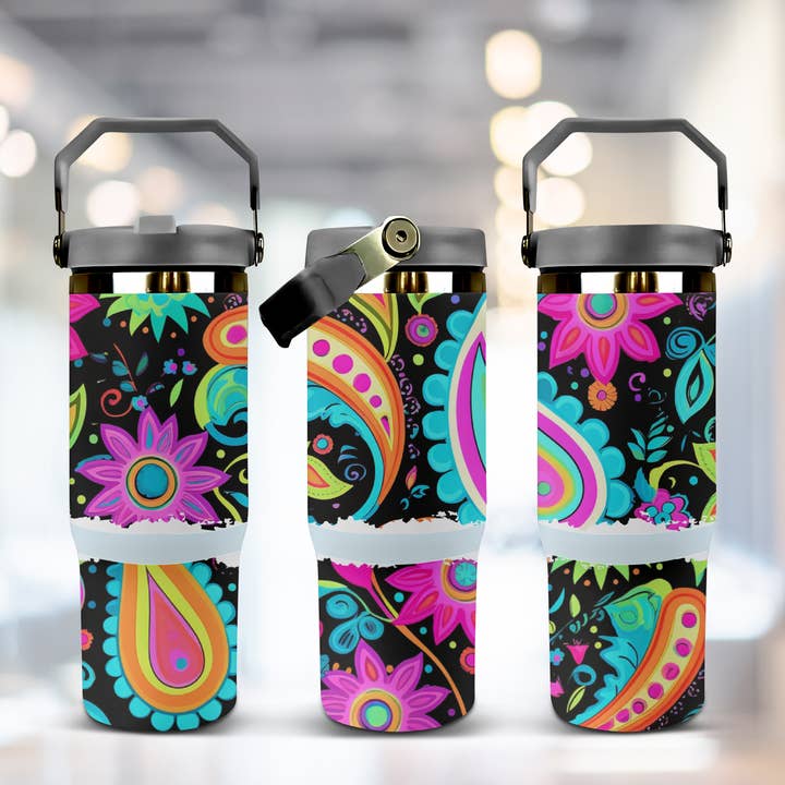 Bright Paisley 30oz Tri-Sip Tumbler for wholesale by JAC Wholesale