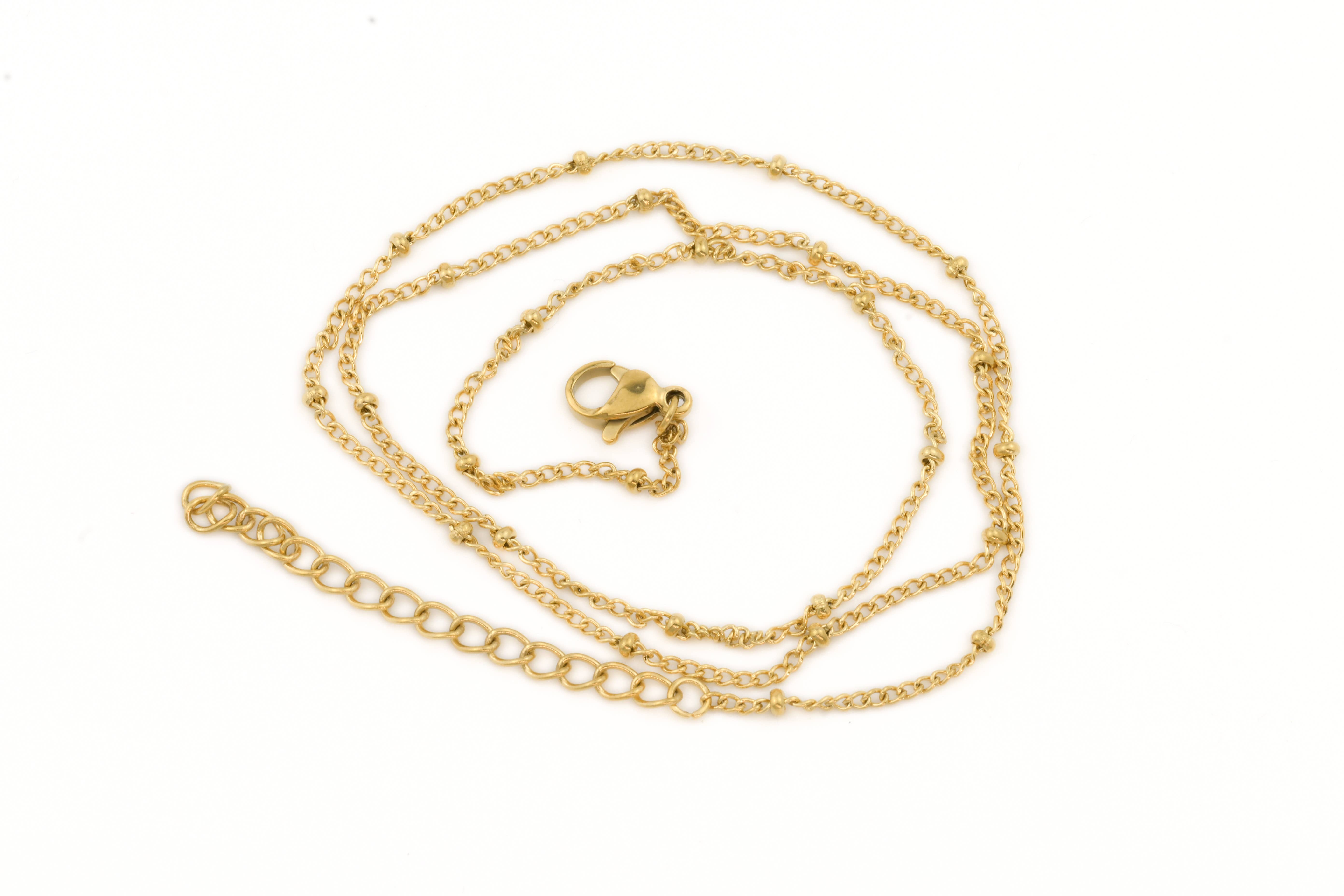 Blueyejewelry - Vente Collier de perles - Collier Curb Satellite - Collier à chaîne en or 18 carats2