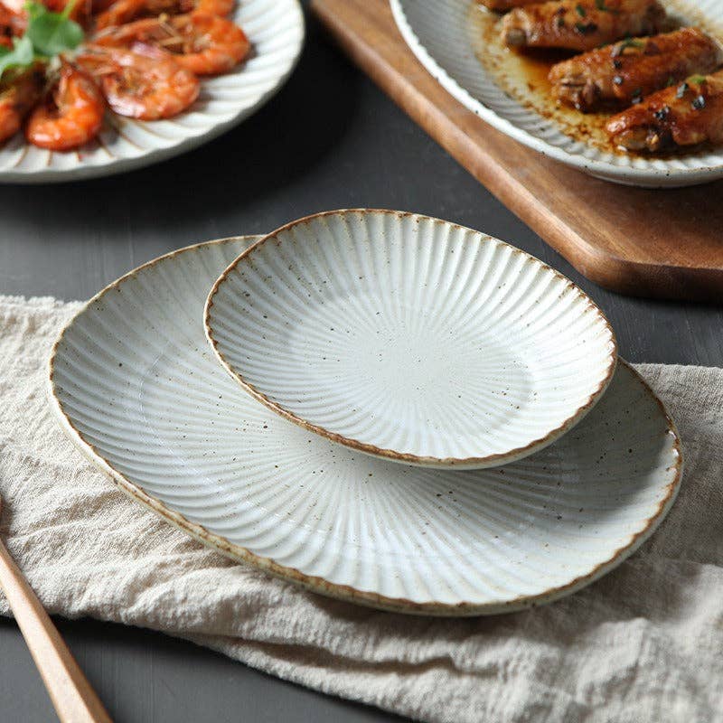 Gohobi （We cover U.S. import duties） - Wholesale Dinner plate - Gohobi Handmade Ceramic Japanese Style Oval Plate8