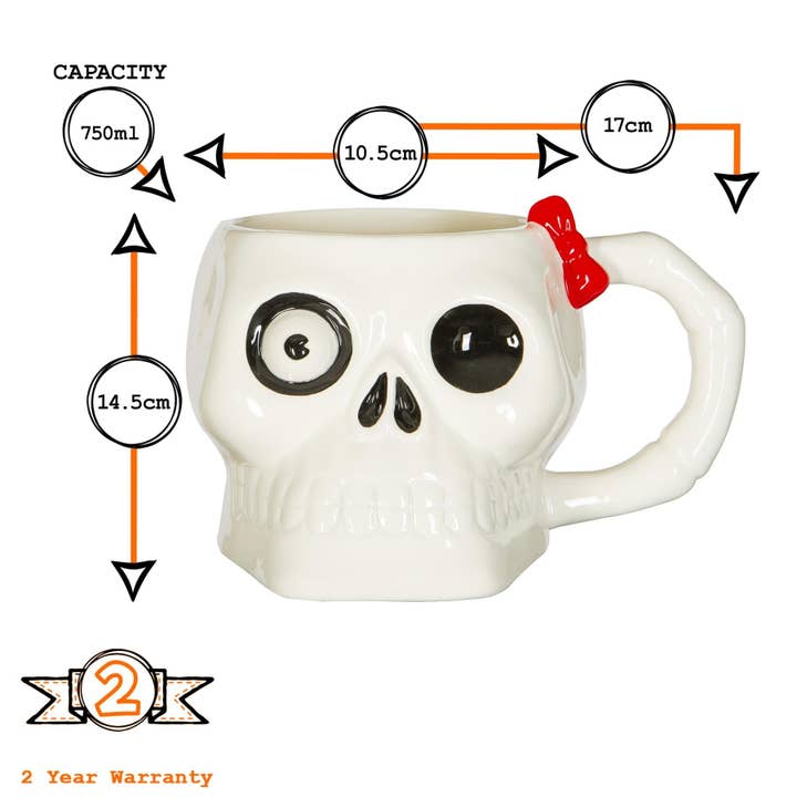 Rinkit Ltd – wholesale Coffee mug – 750ml Halloween Skull Stoneware Mug - By Fax Potato4