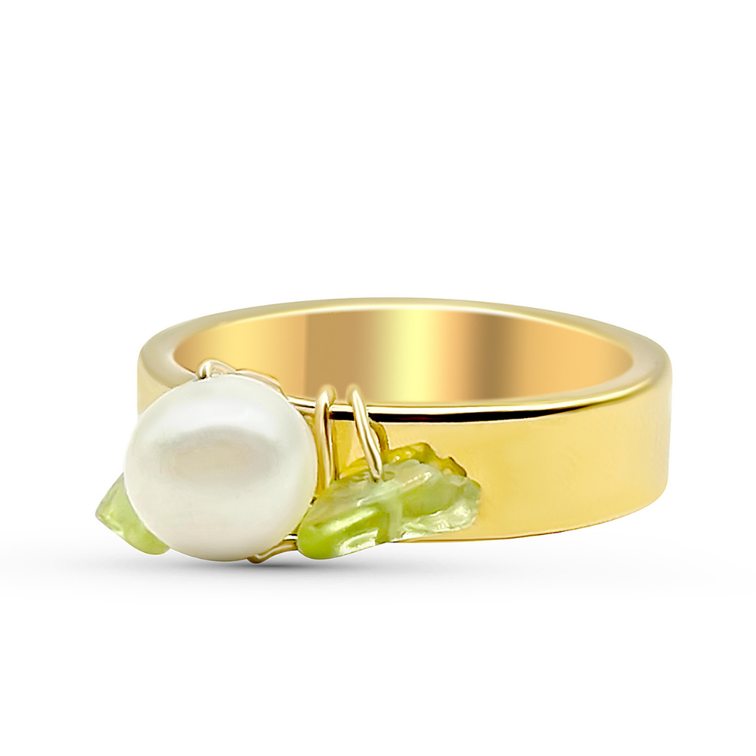 Camilla Limón - Wholesale Cocktail/Statement Ring - Fresh Water Pearl with Gemstones Gold Ring11