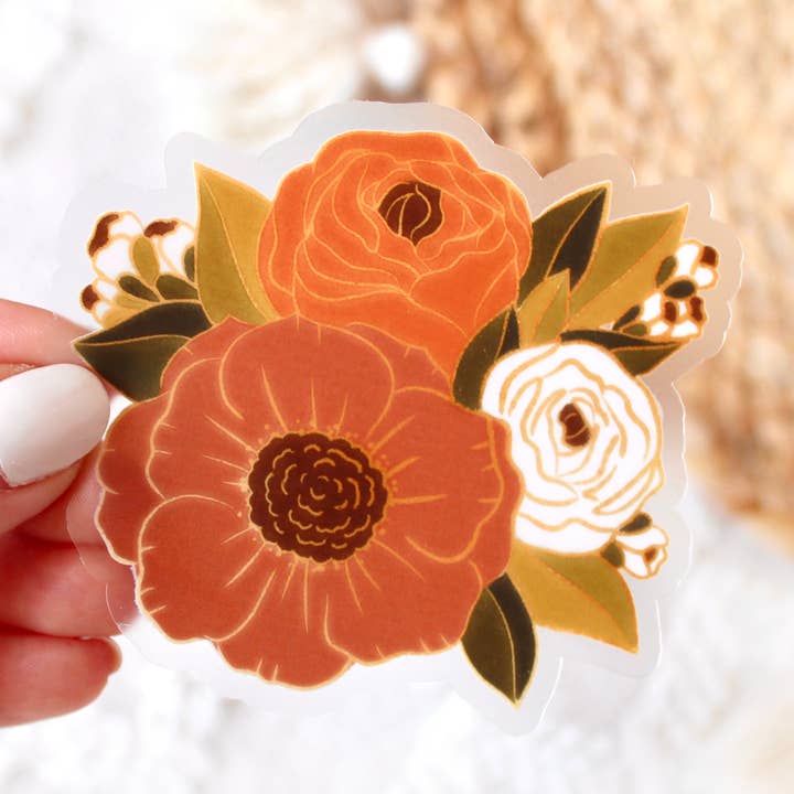 Clear Fall Bouquet Sticker, 3x3 in. | Fall & Halloween for wholesale by Elyse Breanne Design
