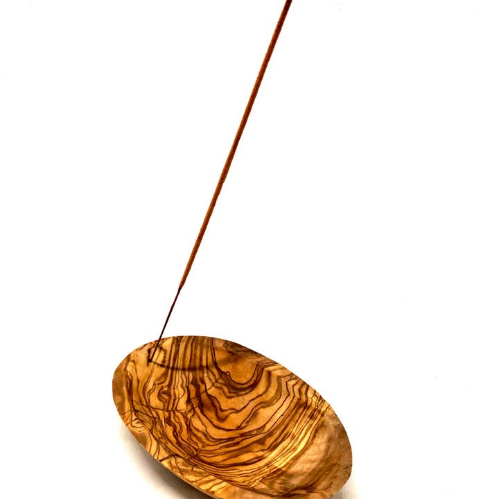 olivenholz-erleben - Wholesale Incense Holder - Smooth oval incense holder 16 cm made of olive wood1