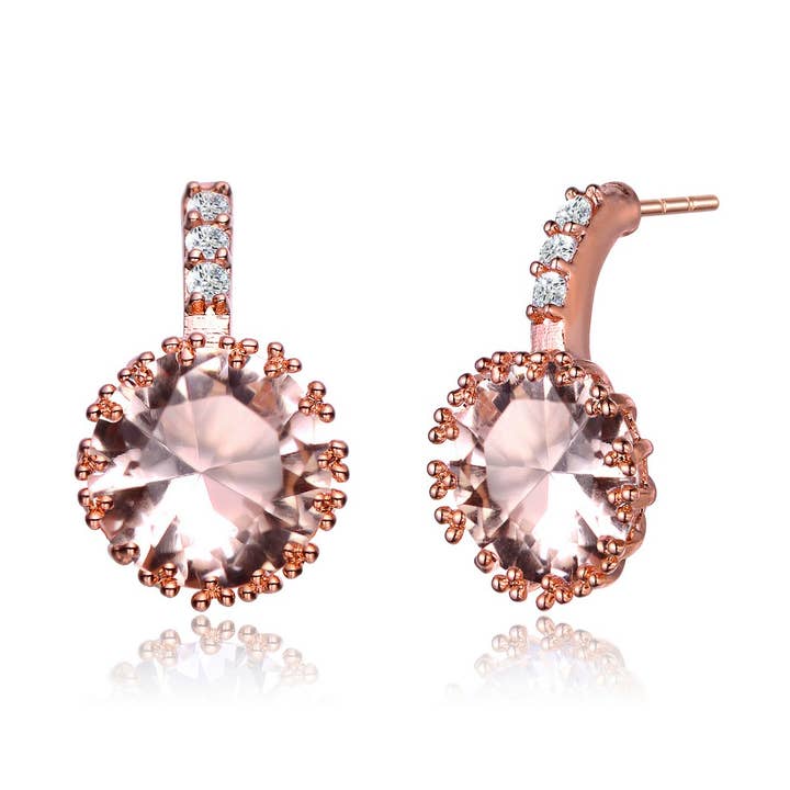 Ronde Morganite Cubic Zirconia Drop Oorbellen voor wholesale door Genevive