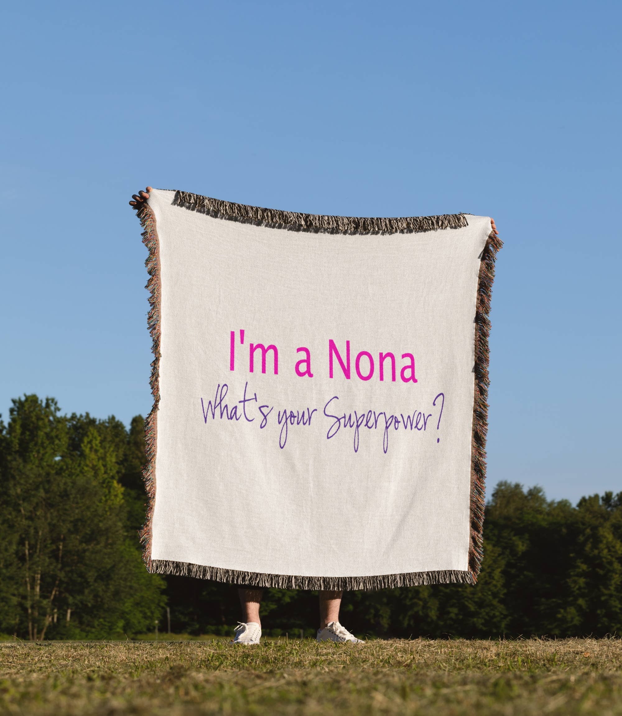 3dRose - Vente Plaids - 3dRose, Je suis une Nona - Quel est ton super pouvoir - rose vif - cadeau amusant pour grand-mère, Couverture1