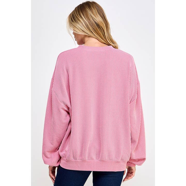Sweet Generis - Wholesale Graphic Sweatshirt - Women's - TEXAS PRINT RIB CORD SWEATSHIRT