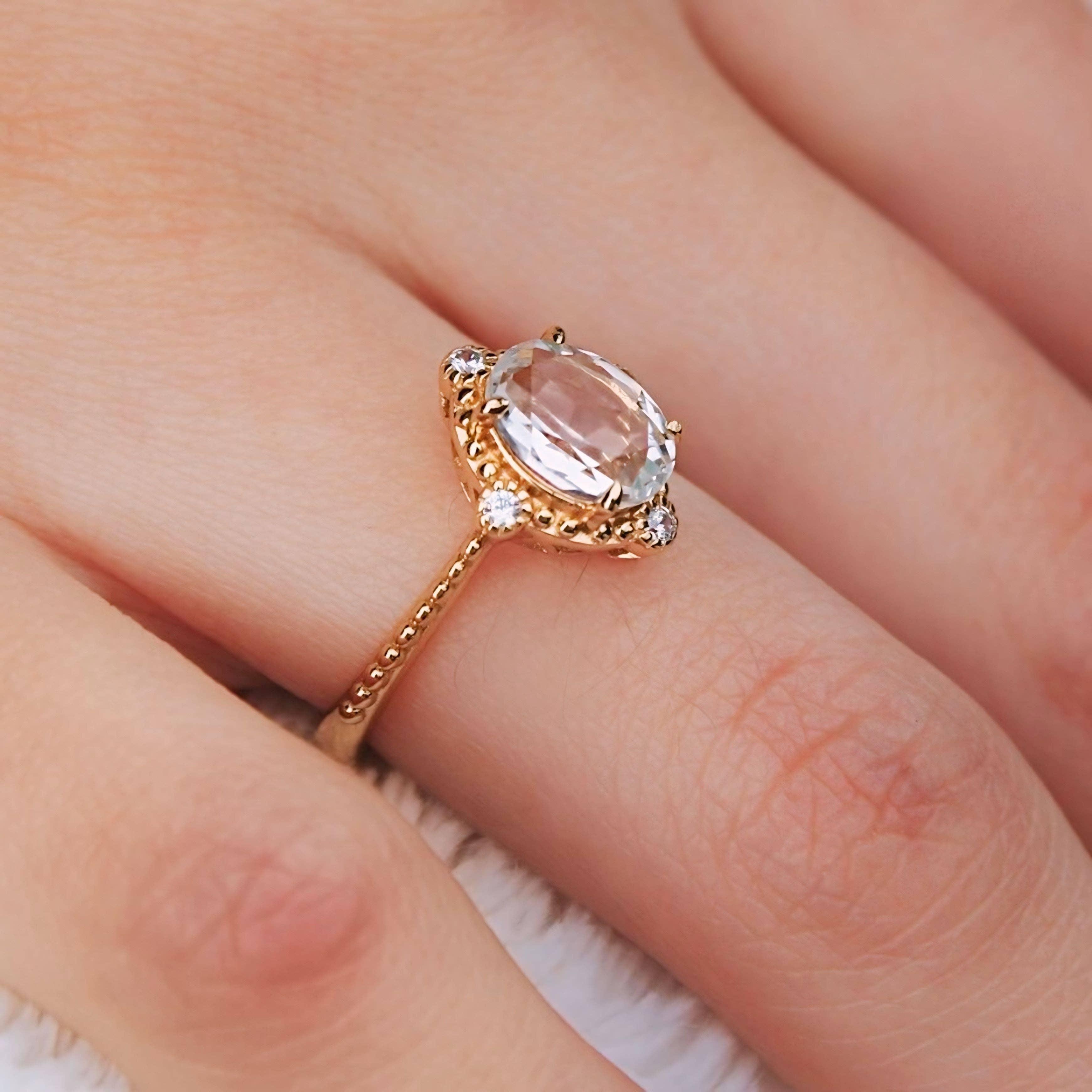 White Topaz Versailles Ring- 14k Gold Vermeil for wholesale on Faire5