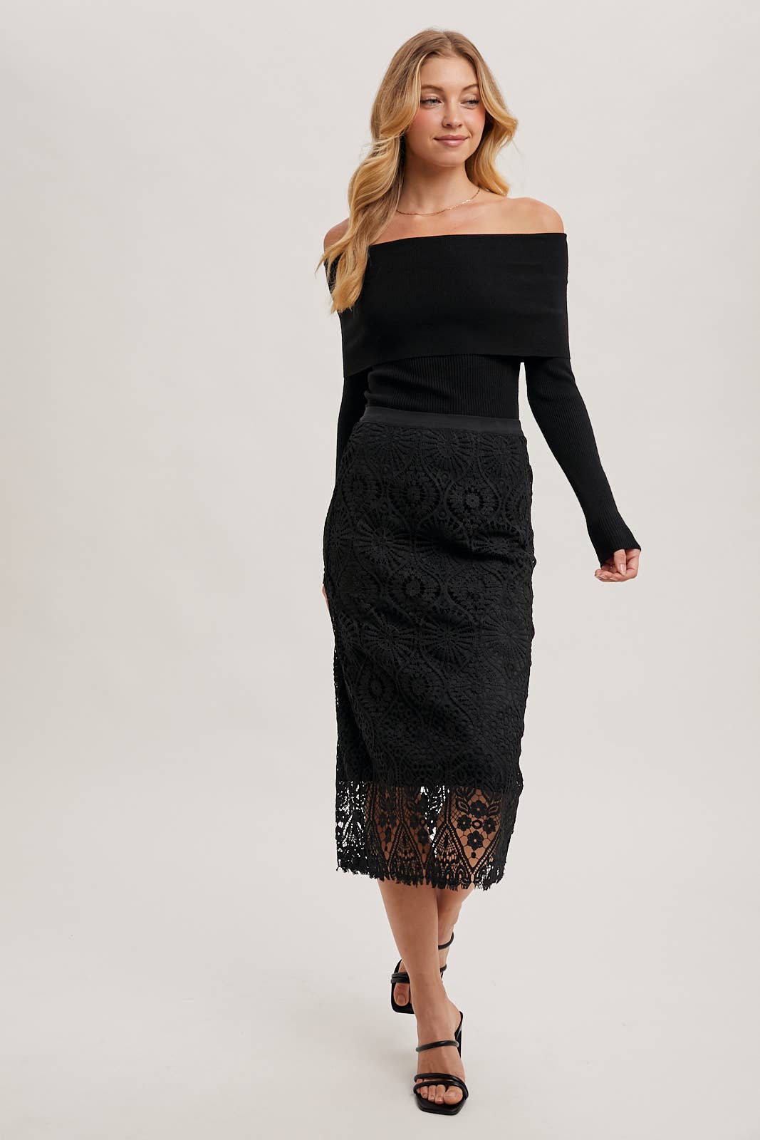 Bluivy - Wholesale Skirt - Women's - LACE MIDI SKIRT WITH INNER LINING8