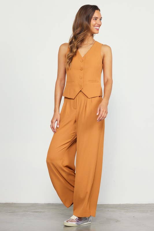 SKIES ARE BLUE - Wholesale Pants - Women's - Recycled Pintuck Wide Leg Pants
8