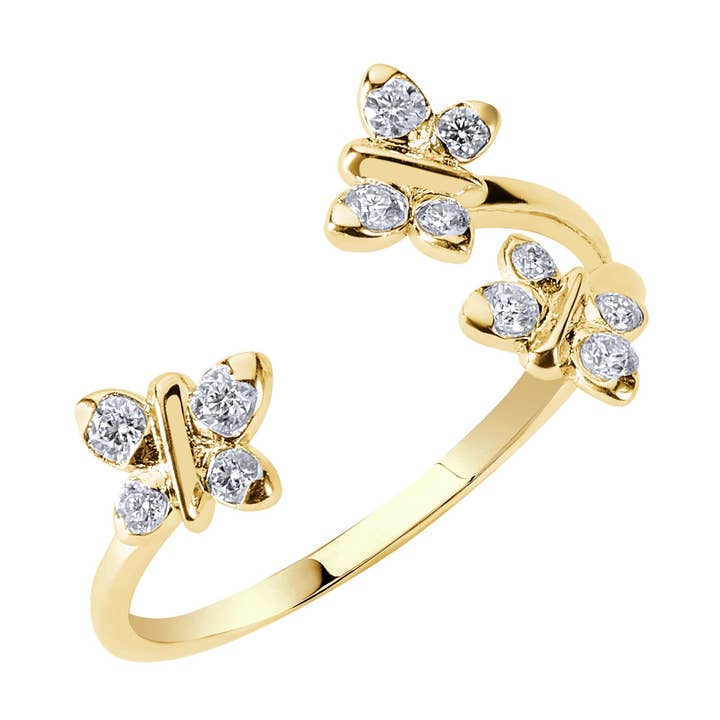 Enchanting Flutterfly™ Premium Gold Vermeil Butterfly Ring for wholesale by BLOOMTINE | Earth Angel HQ