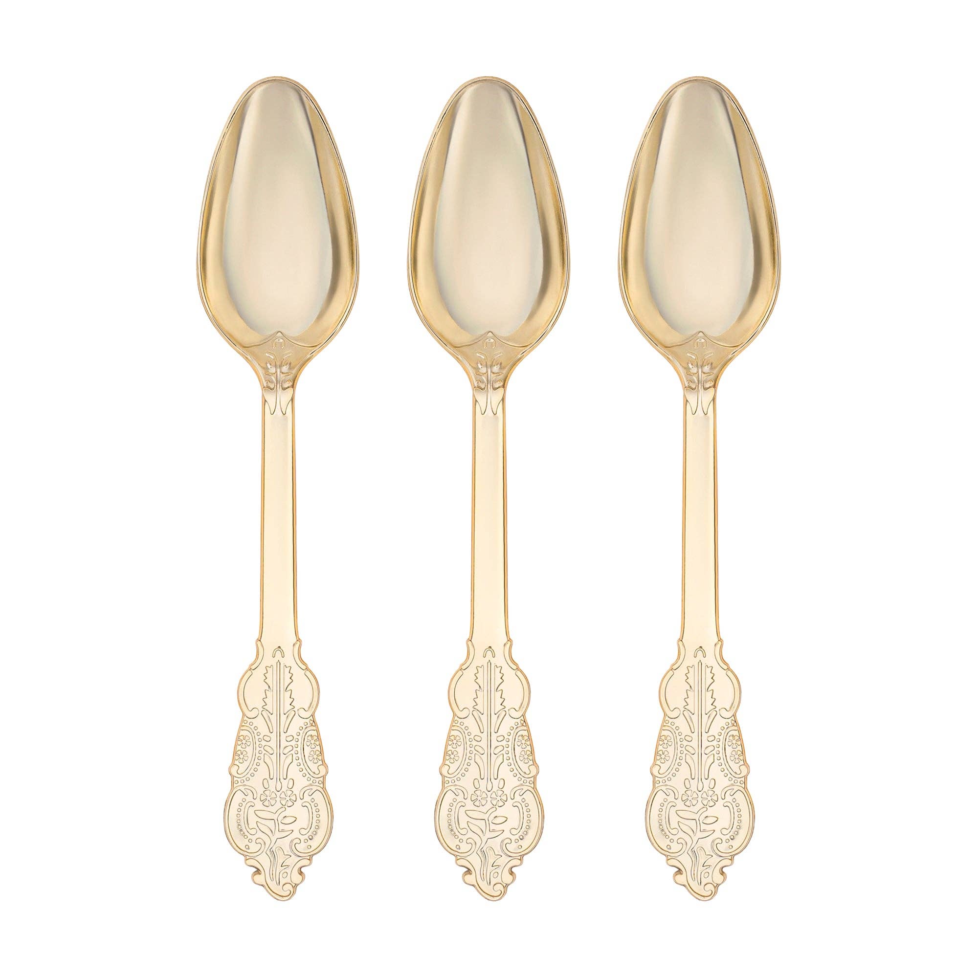 Smarty had a Party - Wholesale Table Spoon (Cutlery) - Shiny Baroque Gold Plastic Spoons - 600 pcs1