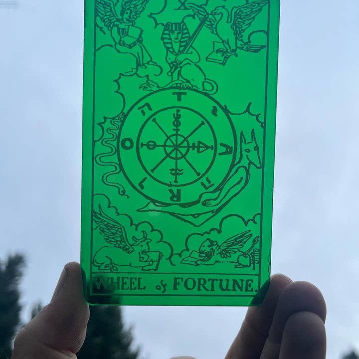 The Chaotic Good (previously The Great Cosmic Trust) - Wholesale Tarot Cards - Wheel of Fortune - Emerald green altar 4" x 6" Tarot card1