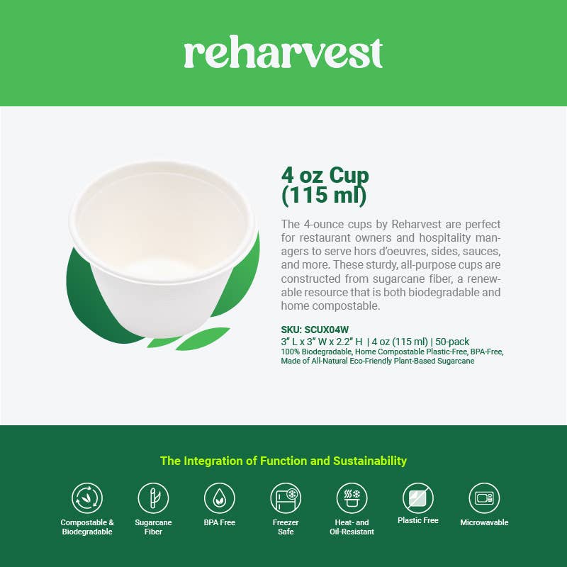 Reharvest – Engroshandel Engangsbæger – Engangs 4 & 9oz Kopper [50-pak] Biologisk nedbrydelige Bagasse Kopper13